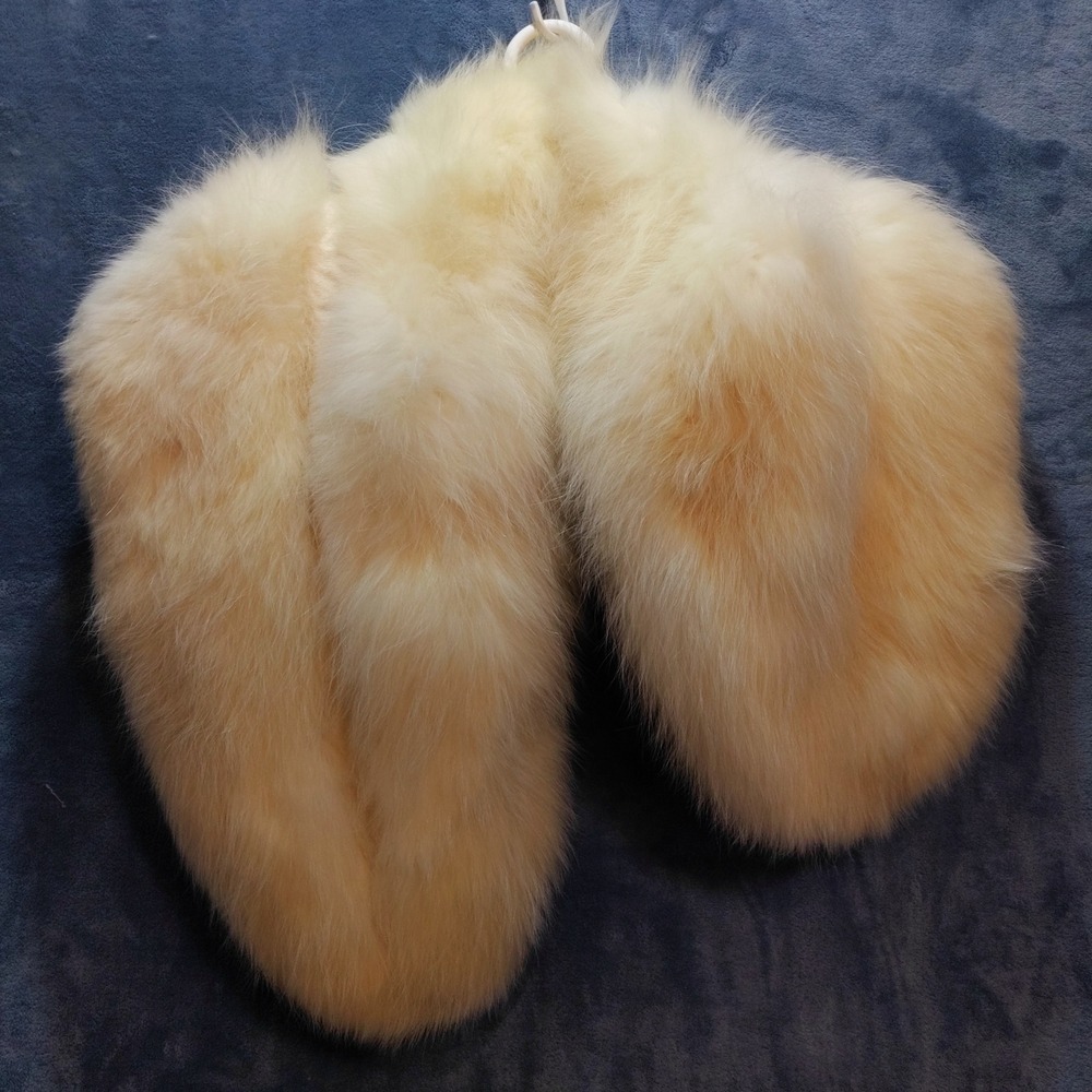 Vintage Rhomberg's Cream Fur Collar Stole Ivory Floral Damask Lining Wrap